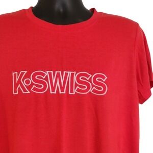 K-Swiss Graphic T-Shirt Crew Neck Short Sleeve Casual Top‎ Red Large